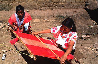 Tzotzil Maya speakers from Zinacantan and Chamula in traditional dress
